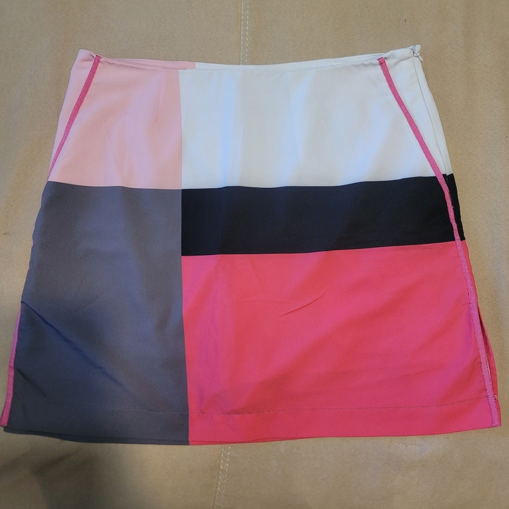Golftini Four Square Skort Women. Tennis Golf, Pickle Ball Pink White Colorblock